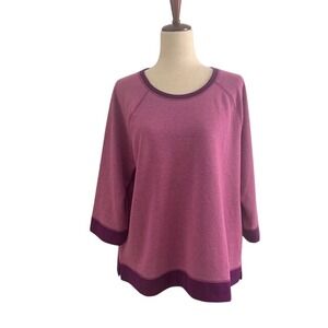 Travelers by Chicos Size 3 Top XL Purple Pink Colorblock Quiet Luxury Minimalist